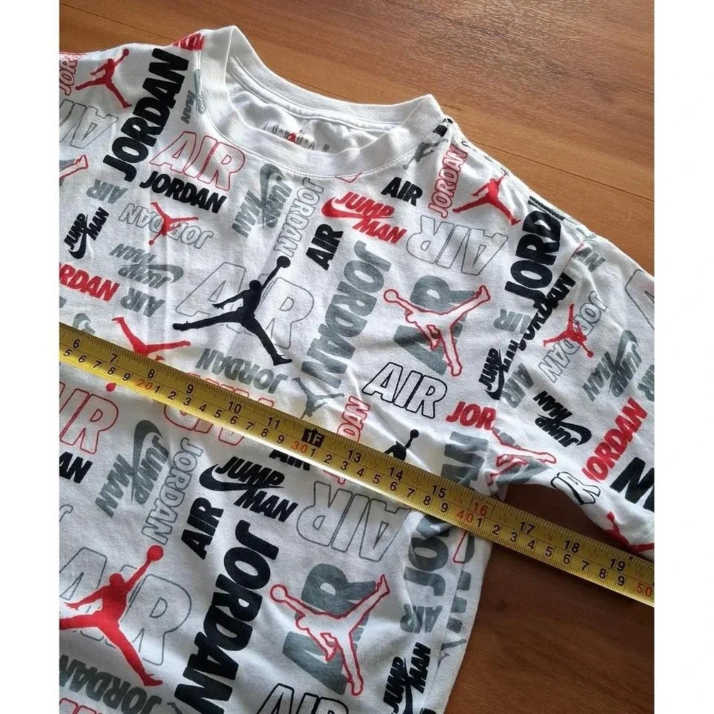 Girls Jordan All Over Print Cropped‎ Crewneck Short Sleeve T- Shirt